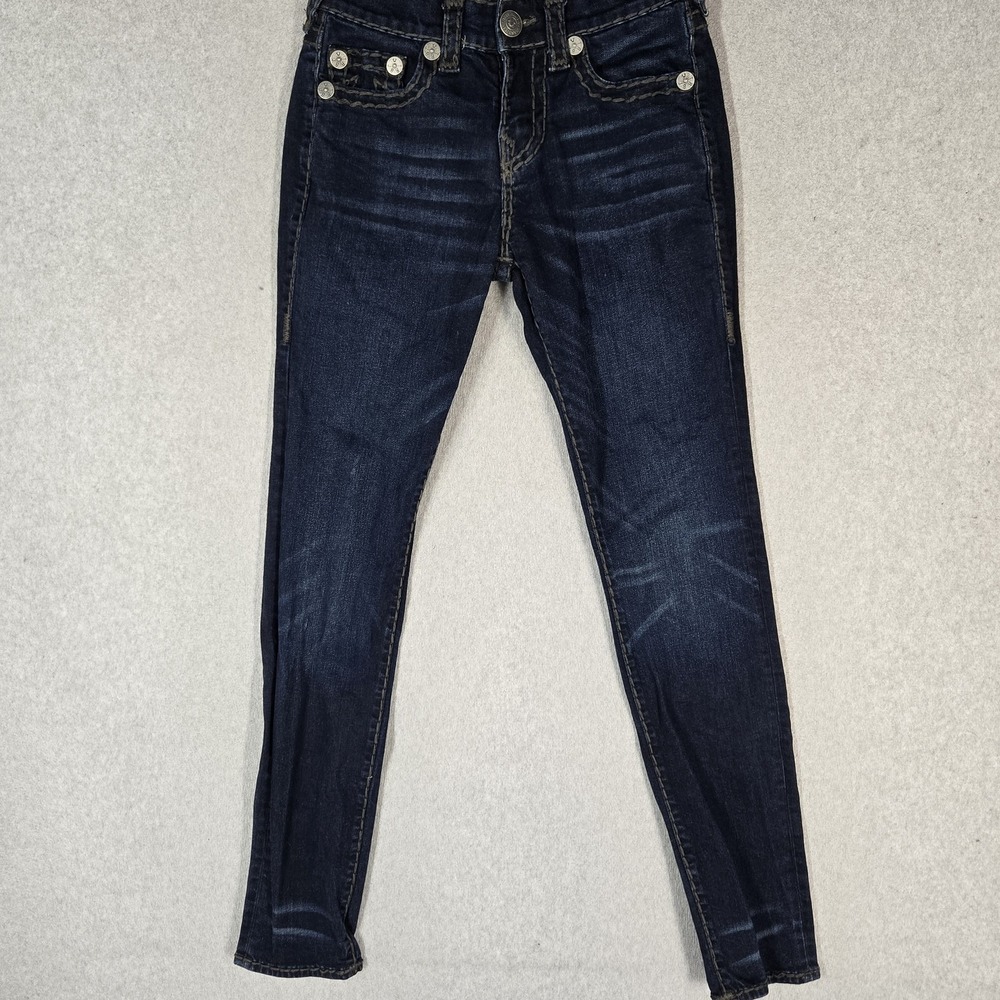 True Religion Men Jeans 28 Blue Denim Embroidered Rocco Relaxed Skinny